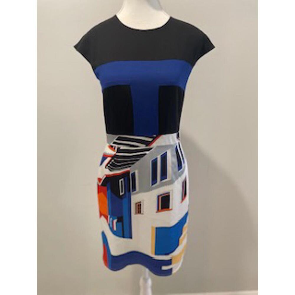 MARC FEIER Satin Feel abstract Print Dress Size S